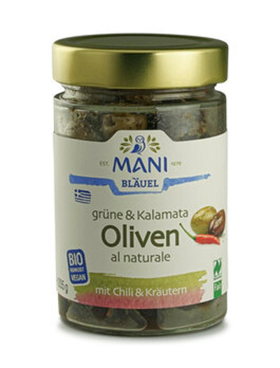 Produktfoto zu grüne & Kalamata Oliven mit Chli & Kräutern, 205 g