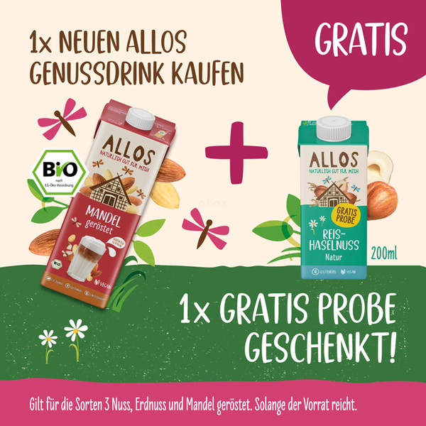 Produktfoto zu Mandel Drink geröstet, 1 l + gratis Reis-Haselnuss Drink 0,2 l