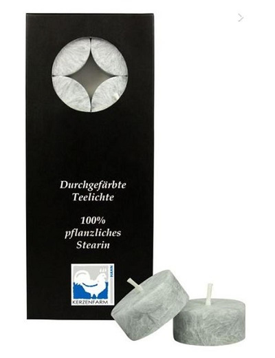 Produktfoto zu Teelichter grau 100% pflanzliches Stearin, 10 Stück