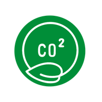 Grünes CO2-Symbol, das auf die Kohlenstoffbindung durch fruchtbare Böden und Humusaufbau bei Demeter-Anbau hinweist.