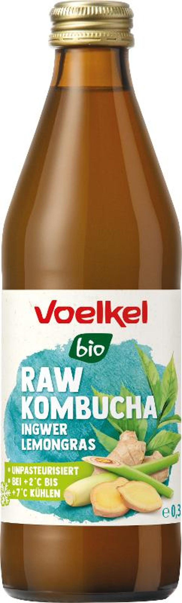 Produktfoto zu RAW Kombucha Ingwer Lemongras, 0,33 l