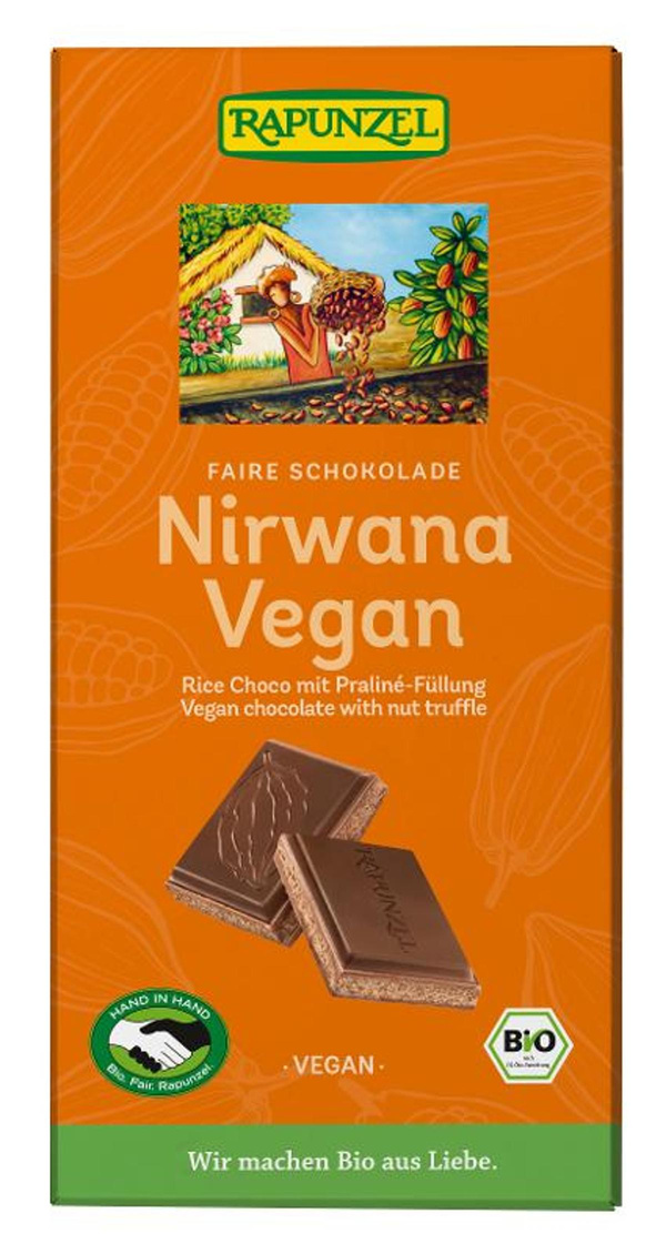 Produktfoto zu Nirwana vegane Schokolade mit Praliné-Füllung, 100 g