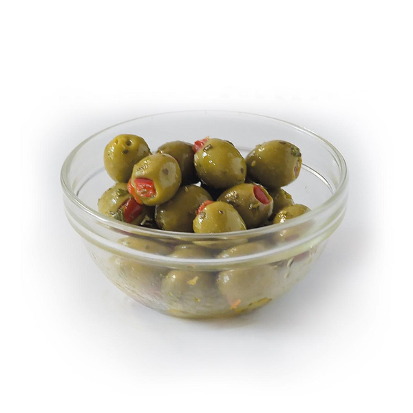Produktfoto zu Grüne Oliven mit Paprika mariniert