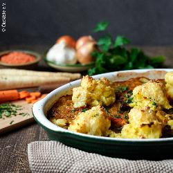 Produktfoto zu Rezeptkarte Petersilienwurzel-Möhren-Linsen Kasserolle