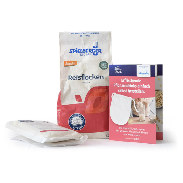 Produktfoto zu Aktionsset Reisflocken, 500 g + Pflanzendrinkbeutel - 20% reduziert, da MHD 23.12.2025