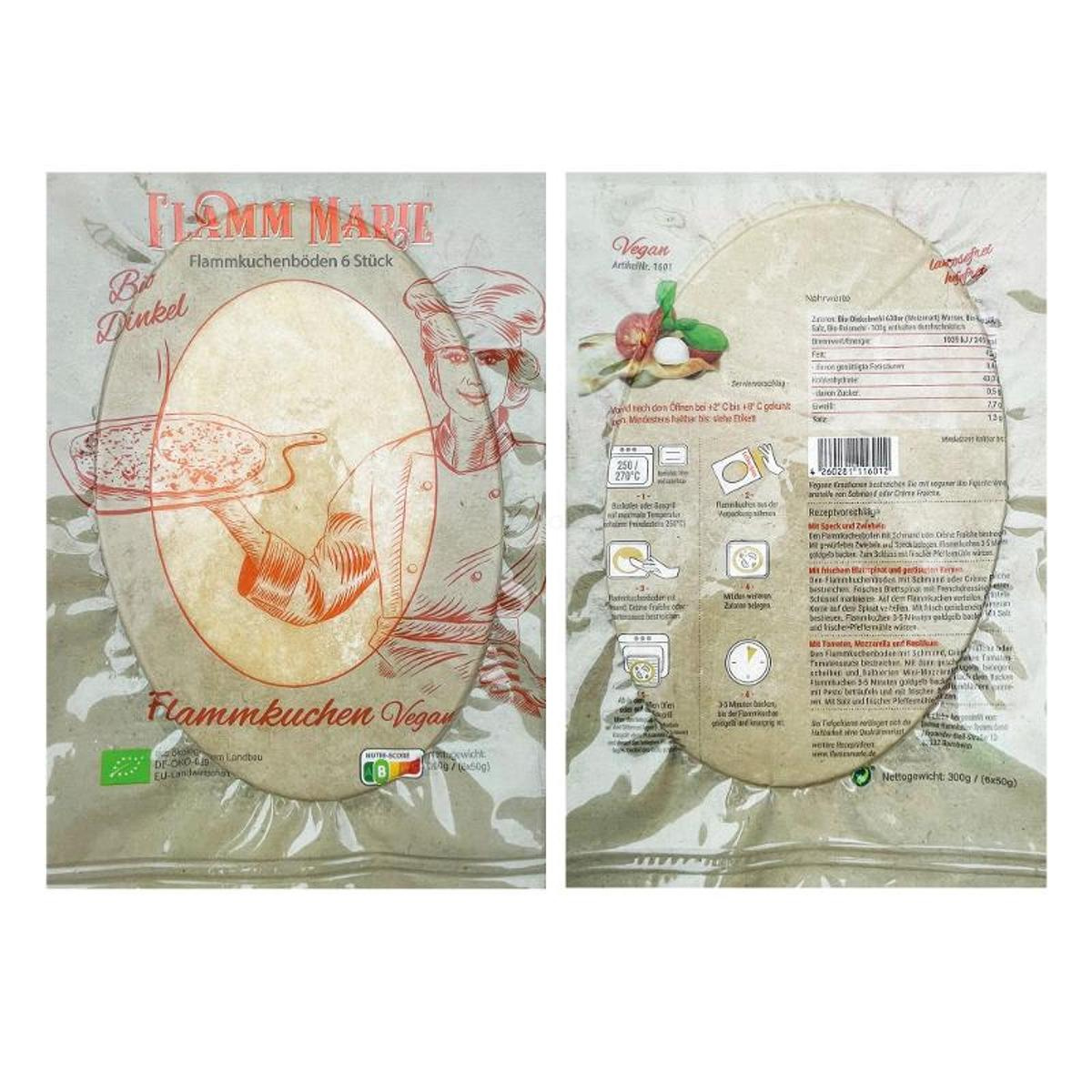 Dinkel Flammkuchenböden, 6 Stück