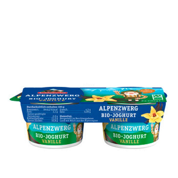 Produktfoto zu Alpenzwerg Himbeere + Vanille Joghurt, 4x100 g