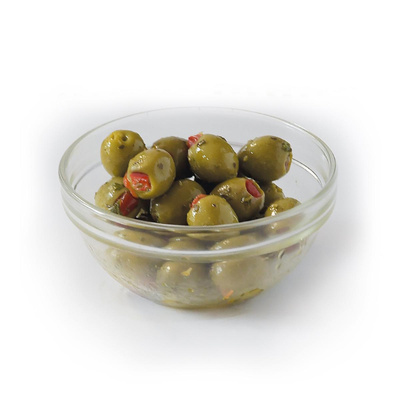Produktfoto zu Grüne Oliven mit Paprika mariniert