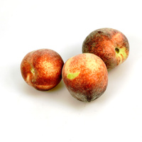 Drei Pfirsiche auf weißem Hintergrund.