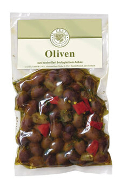 Produktfoto zu Italienische Leccino-Oliven schwarz, mariniert 190 g