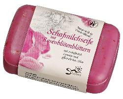 Produktfoto zu Schafmilchseife mit Rosenblütenblättern, 100 g