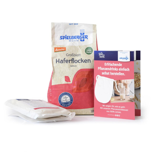 Produktfoto zu Aktionsset Haferflocken Großblatt, 500 g + Pflanzendrinkbeutel